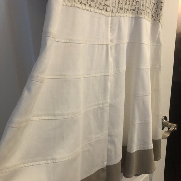 Sharagano Zipper Back Lined Crochet Dress Ivory/Taupe Size 16 NWT - Picture 5 of 9